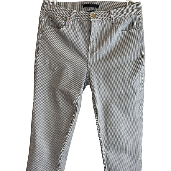 SIMON chang blue & white denim pants EUC - Picture 1 of 13